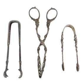 (3 pcs) Antique Silver Tongs