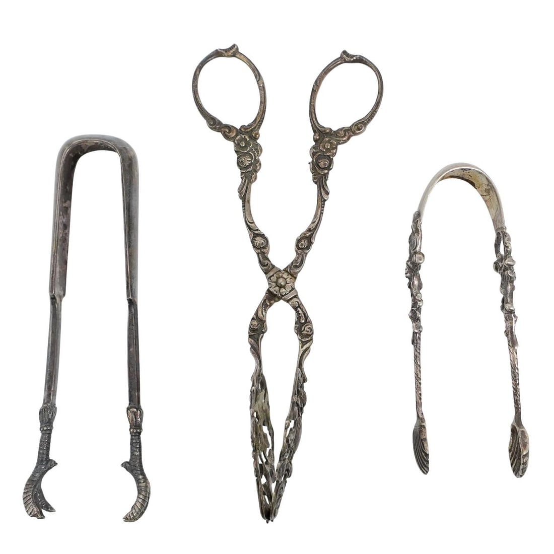 (3 pcs) Antique Silver Tongs (1 of 5)