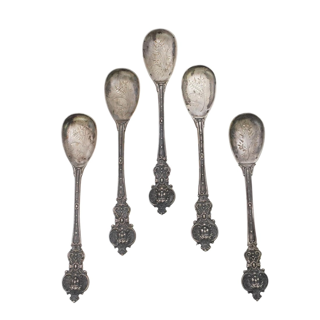 (5 pcs) Set of Edwardian English Sterling Silver Teaspoons (1 of 5)