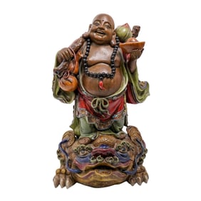Large Chinese Happy Buddha Ceramic Sculpture