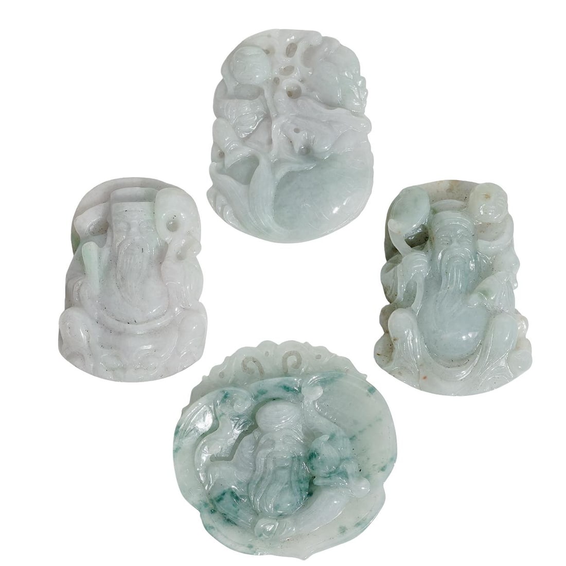 (4 Pc) Chinese Carved Jade Pendant Plaques (1 of 6)