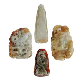 (4 Pc) Chinese Assorted Jade Carving Collection