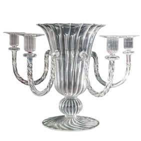 Vintage Clear Glass Candelabra Centerpiece