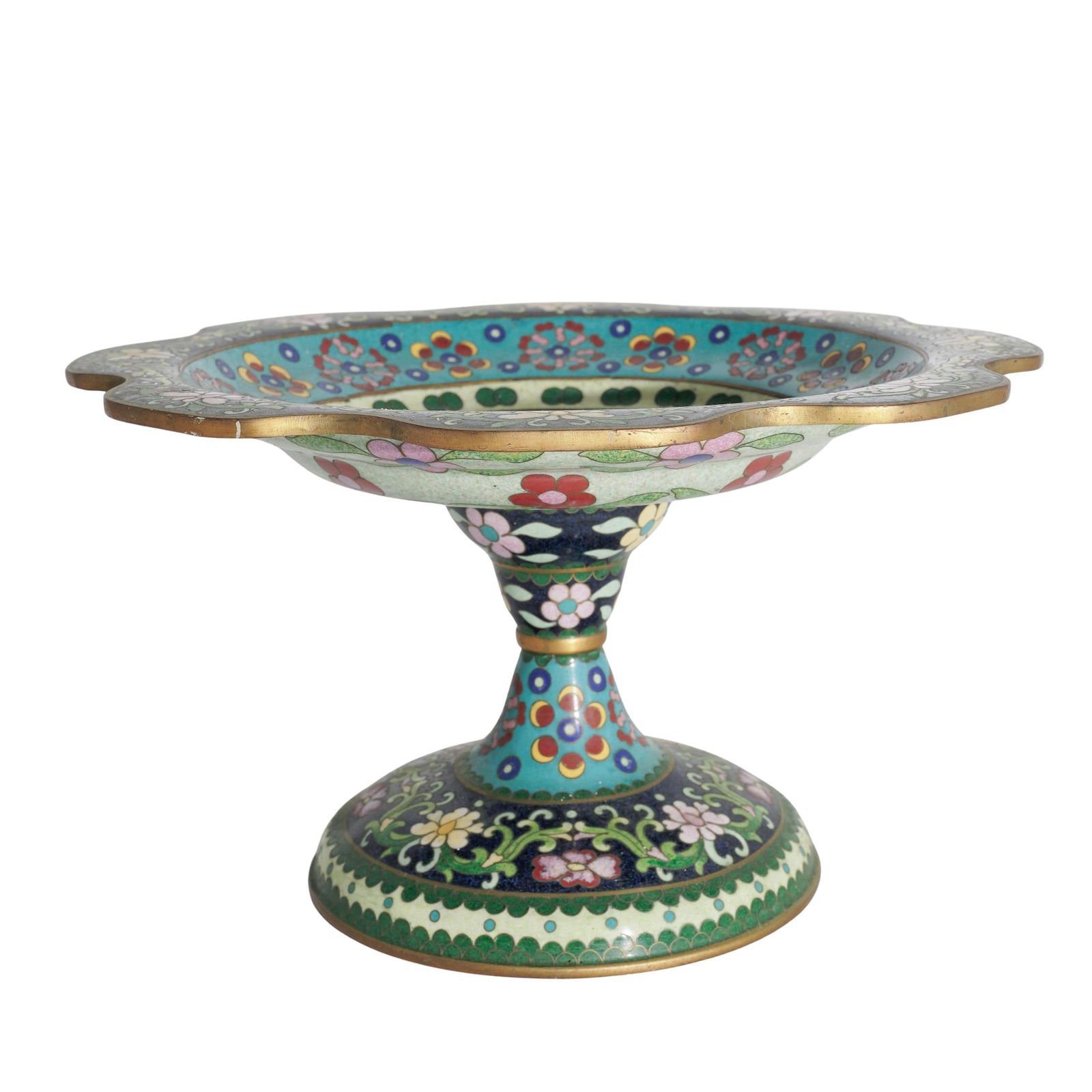 Chinese Enameled Cloisonne Pedestal Bowl (1 of 5)