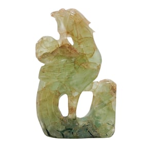 Chinese Carved Green Quartz Bird