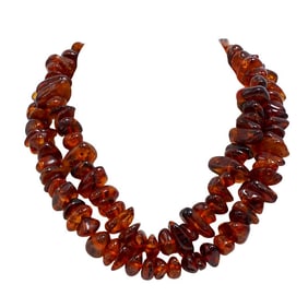 Vintage Beaded Amber Strand Necklace