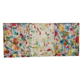 (3 Pc) Large Abstract Oil On Canvas Paintings