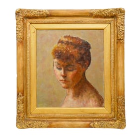 Female Bust Head Portrait Oil Painting On Canvas
