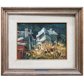 Aldo Mari (Italian, 1913-1988) "Baite in Valsesia" Oil on Canvas
