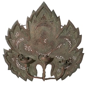 Antique Southeast Asian Bronze Floral Wall Sconce