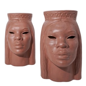 Pair of Celebrate USA Pottery Faces