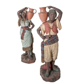Pair of Blackamoor Plaster Figures