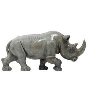 African Carved Stone Rhino