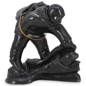 Signed Large Soapstone Inuit Carving