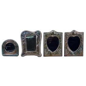 (4 Pc) Sterling Silver Repousse Small Photo Frames