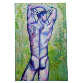 Signed Alex Wings (American, 20th C.) Male Nude Painting
