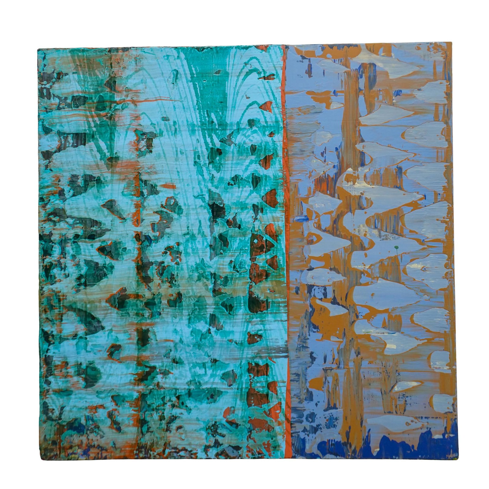 Paul Aho (American, b. 1954) "Evermore": Paul Aho (American, b. 1954) "Evermore"2007, USAMixed media abstract painting on board with the title, date, and artist signature on the back.L: 32" W: 32"