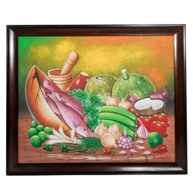 (2 Pc) Signed Haitian Still Life Paintings