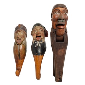 (3 Pcs) Vintage Figural Wood Nut Crackers