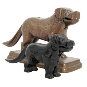 (2 Pc) Vintage Bronze Cast Iron Dog Nutcrackers