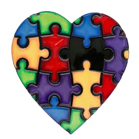 Signed Autism Awareness Puzzle Heart Wall Art