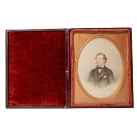 Oval Daguerreotype Portrait in Leather Case