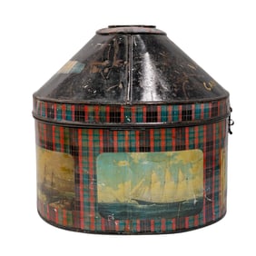 Antique Metal Military Hat Box