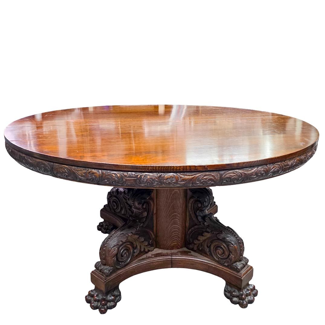19th Cent. R.J Horner Carved Oak Dining Table (1 of 7)