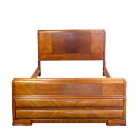 (2 Pc) Art Deco Tri Bond Bed And Nightstand