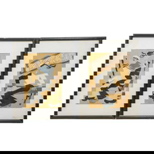 (2 Pc) Style of Vladimir Lebedev Russian Avant-Garde Paintings: (2 Pc) Style of Vladimir Lebedev Russian Avant-Garde Paintings20th Century, Russia(2 Pc) A pair of gouache paintings on paper depicting avant-garde Soviet scenes with sailors in the style of Russian a