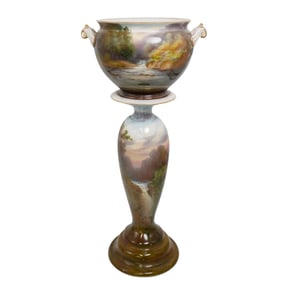 (2 Pc) Antique European Pedestal & Jardinier