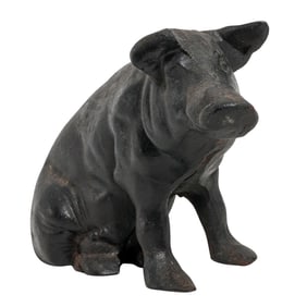 Vintage Black Cast Iron Piggy Bank