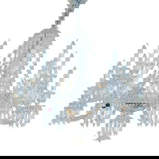 Baccarat Twelve Light Bombous Crystal Chandelier: Baccarat Twelve Light Bombous Crystal ChandelierLate 20th Cent., FranceBaccarat Twelve Light Bombous Crystal Chandelier features a multi arm structure with curved cascading twisted arms, decorated wit