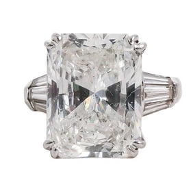 GIA: 12.08 Ct Brilliant Cut Diamond and Platinum Ring