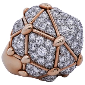 David Webb 18K Gold, Platinum & Diamond Geodesic Dome Ring