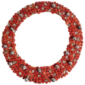 Ex Christies Tony Duquette 18k Gold, Coral, Citrine, Pearl & Diamond Necklace