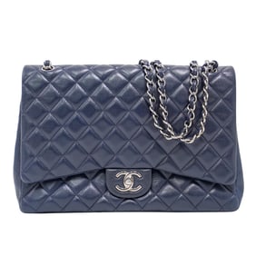 Chanel Caviar Quilted Maxi Double Flap Dark Blue Bag