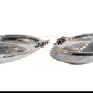 Georg Jensen Sterling Silver Centerpiece Bowl: Georg Jensen Sterling Silver Centerpiece Bowl1933-1944, DenmarkA Georg Jensen (established 1904, Danish) sterling silver centerpiece bowl. Sculpted floral handles on each side. Marked on back "925s, D
