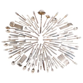 (144 pcs) Georg Jensen "Bernadotte" Sterling Silver Flatware