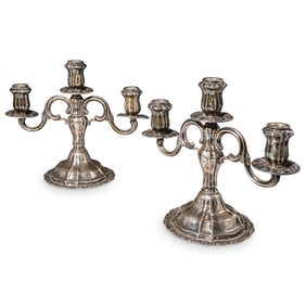 Pair of Camusso Sterling Silver Candelabras