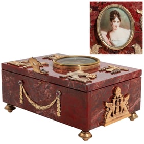 Faberge Rouge Brecciated Jasper and Ormolu Casket Box