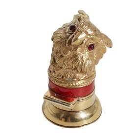 Faberge Owl Gilt Russian Silver Pill Box