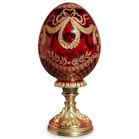 Faberge LE Crystal & Gilded Sterling Silver Ribbon Egg