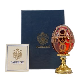 Faberge LE Crystal & Gilded Sterling Silver Rosebud Egg