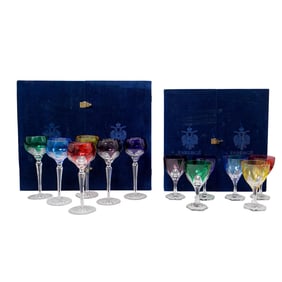 Two Boxes of Faberge Crystal Lusanne Glasses