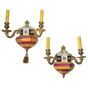 Pair of MacKenzie-Childs Torquay-Style Sconces