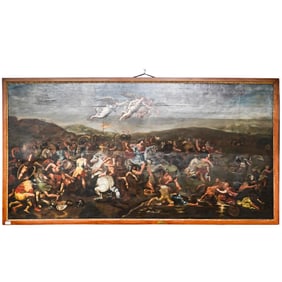 Monumental Francis Solimena 'Raffaello' Battle Scene Oil Painting