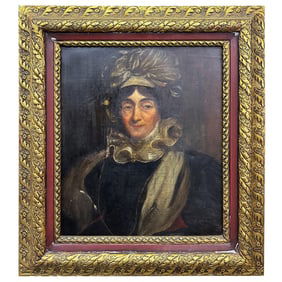 19th C. Jane Langworthy Portait Oil on Canvas Painting