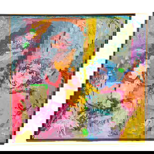 Astolfo Funes 'Tooties' Oil on Canvas Painting: Astolfo Funes 'Tooties' Oil on Canvas Painting2004Astolfo Funes oil on canvas painting, titled: 'Tooties' depicting a vibrant abstract expressionist scene, signed, dated, and titled at verso.(Image) H