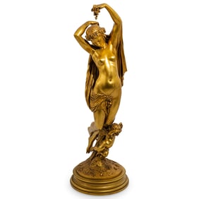 French Empire Style Gild Bronze Figural Statue